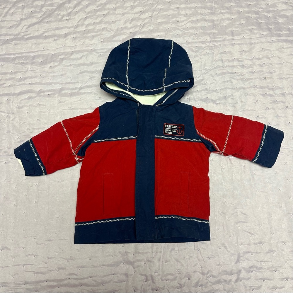 BABY Gap 2 in 1 or reversible red and blue sailing jacket/first mate 6-12months